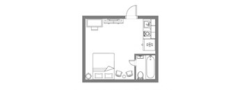 1 Bed Studio 288 SF