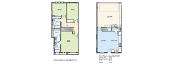 A floor plan of a two-story house with a total area of 1,338 square feet.