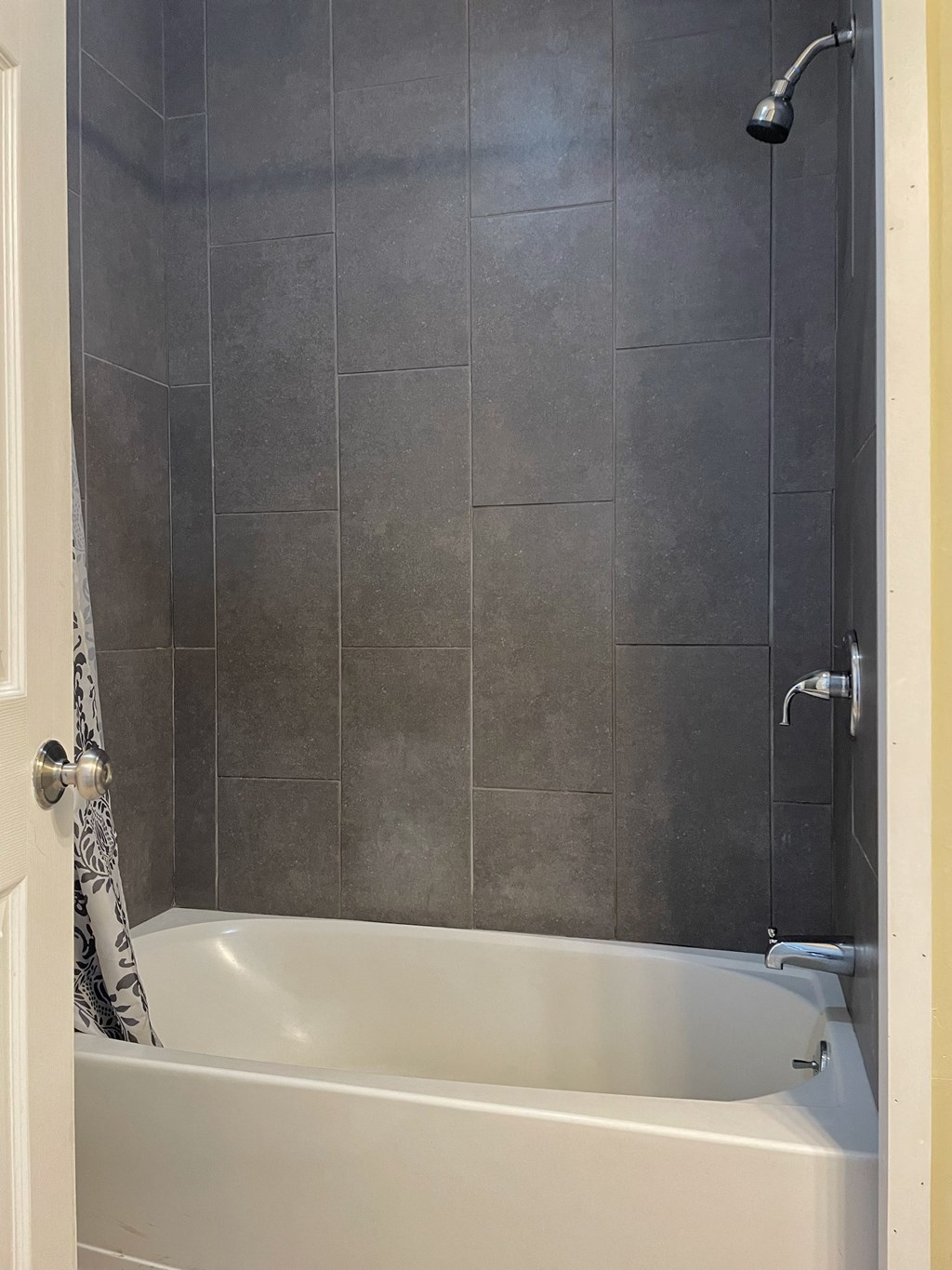 a bathroom with a shower and a bath tub