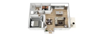 Spacious 1-Bedroom with Office—801 Sq. Ft. of Modern Living Featuring Granite Island Dining, Patio Access, and In-Unit Laundry