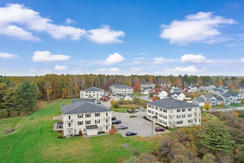 a aerial view of a community with houses and trees