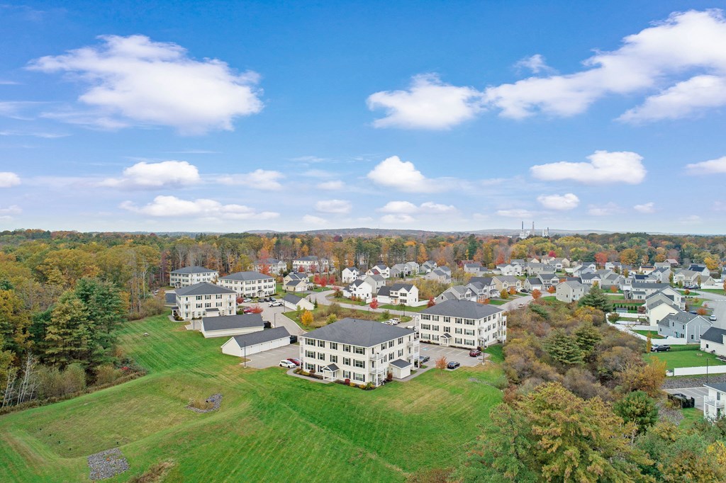 a aerial view of a neighborhood with houses and trees