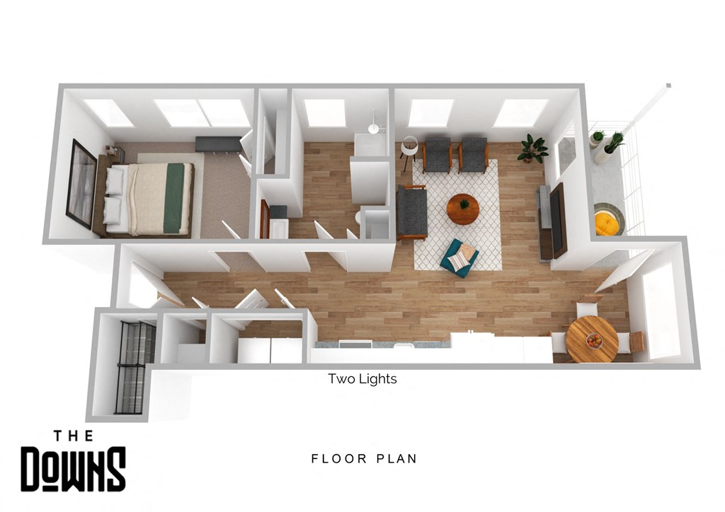 the bungalow floor plan with living room and dining room