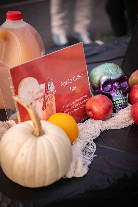 Sip into the season—our Apple Cider Bar served up cozy fall flavors with a spooky twist.
