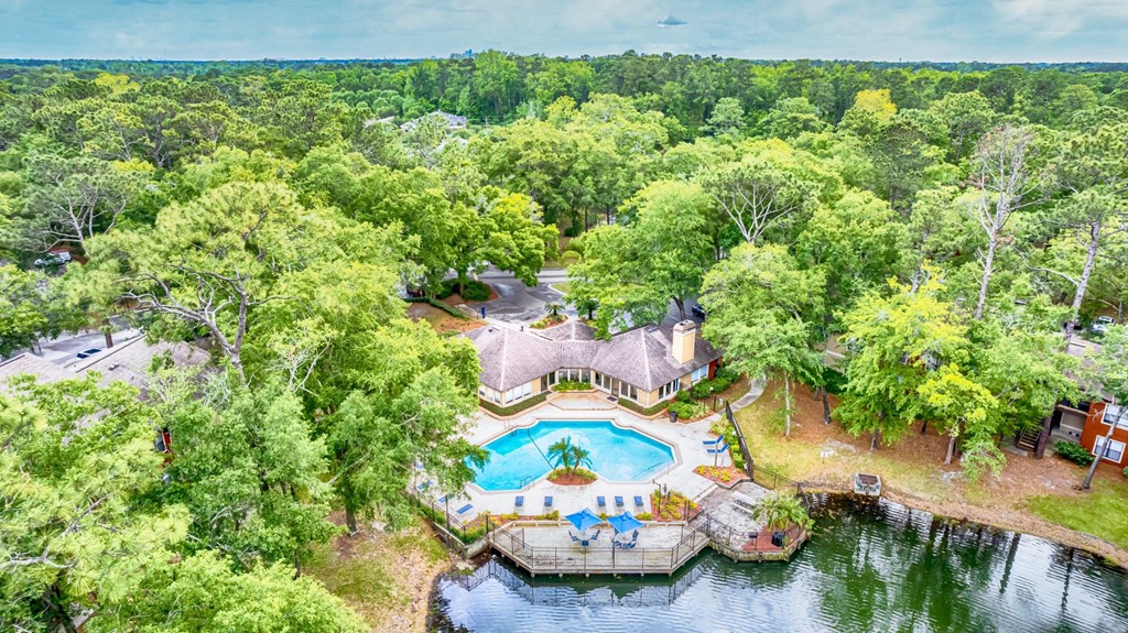 Birds-eye view of the pool at Northlake Apartments, Jacksonville FL