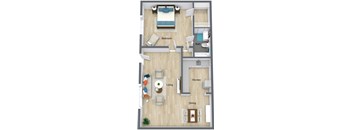3D floor plan of Willow small- 1 bed 1 bath - GSJ