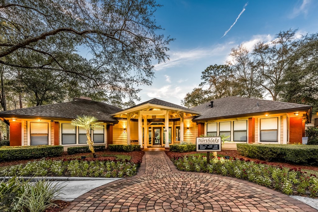 Outdoor walkway at Northlake Apartments, Jacksonville FL