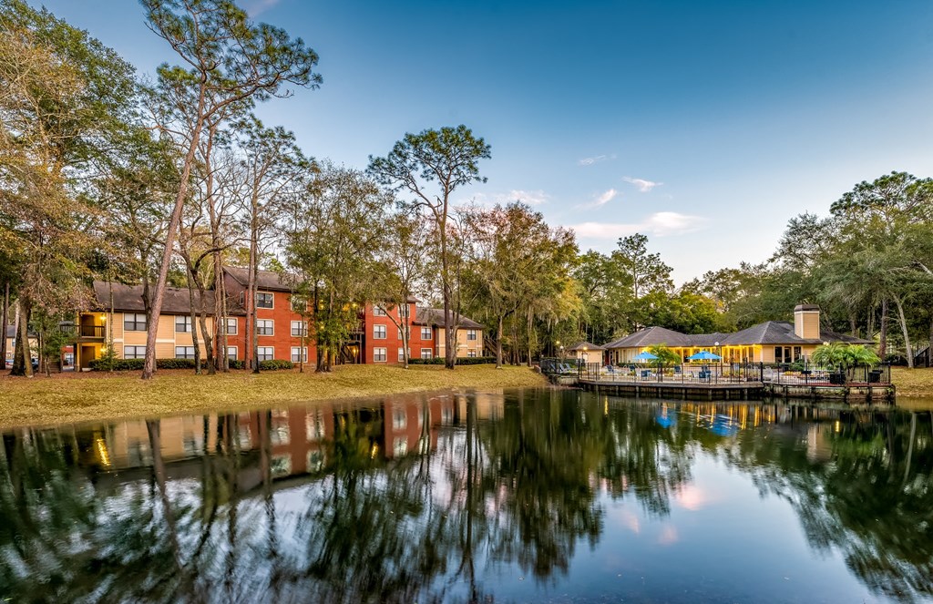Serene lake outside at  Northlake Apartments, Jacksonville FL