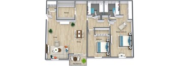 3D Red Bay - Red maple model -2 bed 1 bath