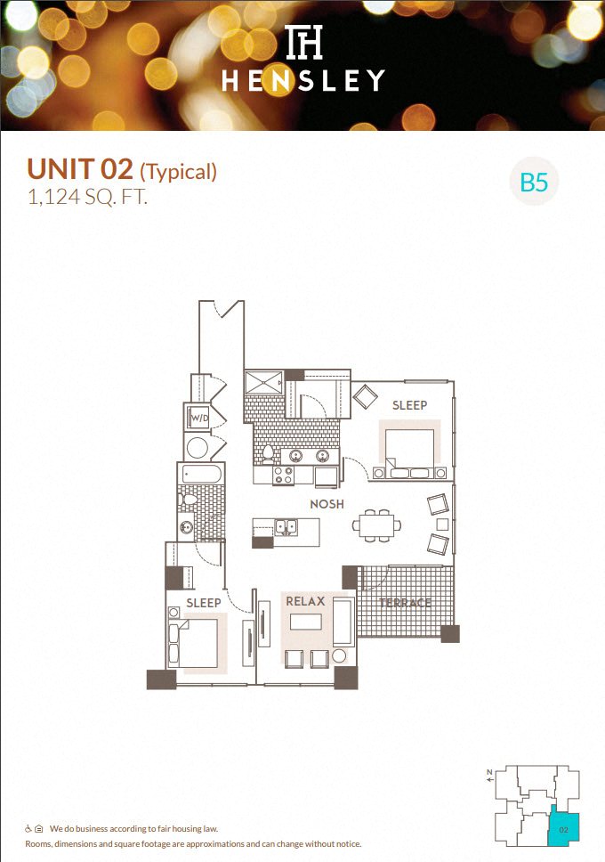 2 Bedroom 2 Bathroom floor plan Dat Hensley Chicago, Illinois, 60654