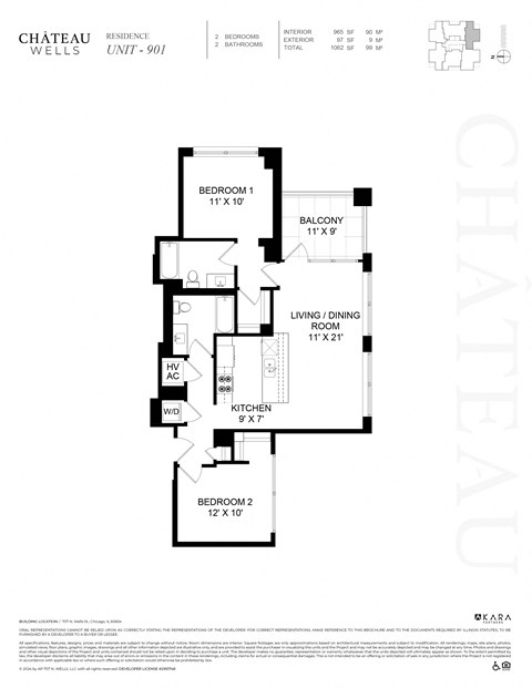 1 bed 1 bath  at Chateau on Wells, Illinois, 60654