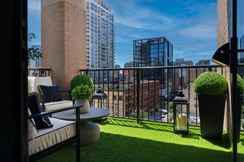 Balcony view at Chateau on Wells, Chicago, Illinois