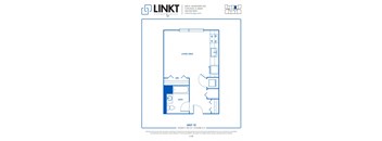 Studio 1 bath Floor Plan  C at Linkt Apartments, Chicago, IL, 60642