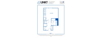 Studio 1 bath Floor Plan  D at Linkt Apartments, Chicago, IL