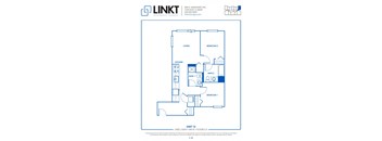 2 Bedrooms and 2 Bathrooms Floor Plans A at Linkt Apartments, Chicago, 60642