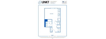 Studio 1 bath Floor Plan at Linkt Apartments, Chicago