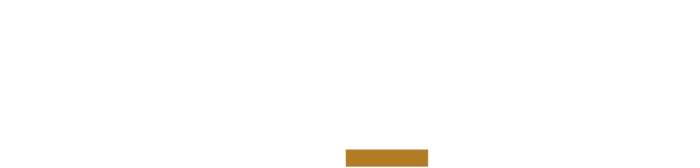 a white and black logo with a brown box in the bottom of the logo