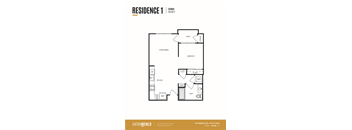 a floor plan of a 1 bedroom apartment