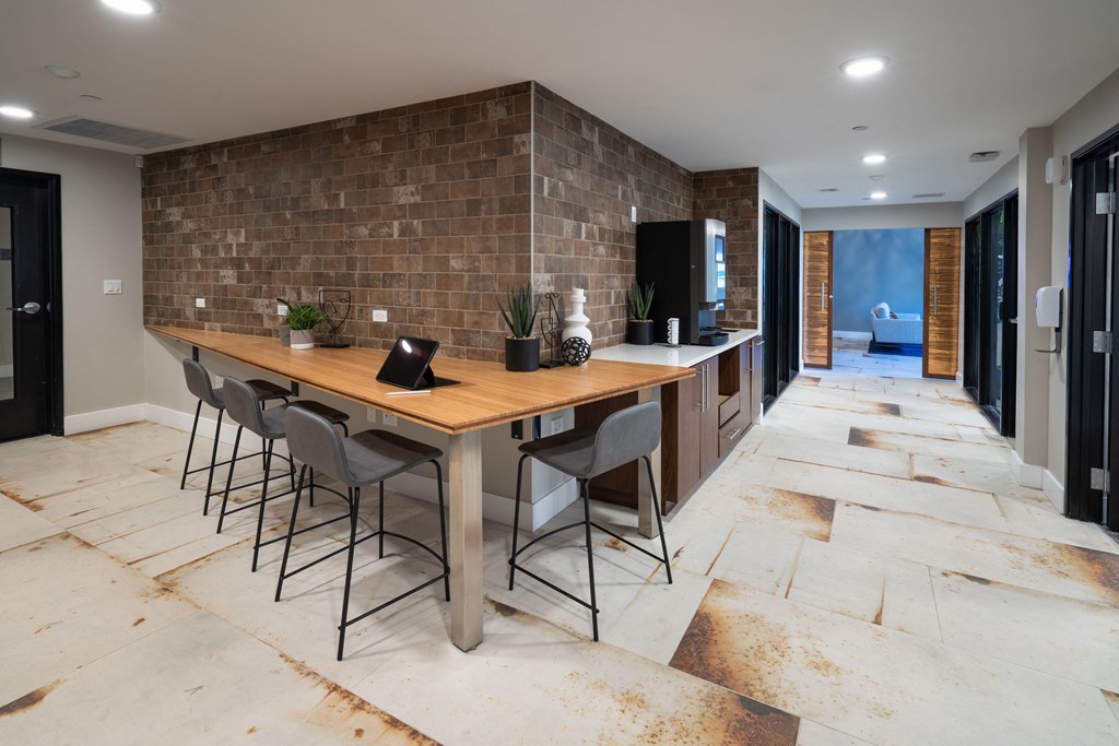 genius work bar with coffee station