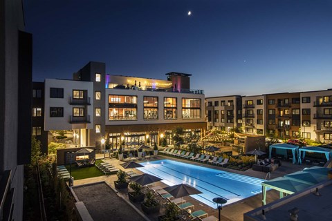 a view of the pool at radisson blu hotel & convention center or nearby
