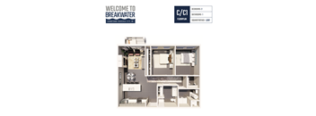 A floor plan of a Breakwater apartment in Downtown Traverse City, MI.
