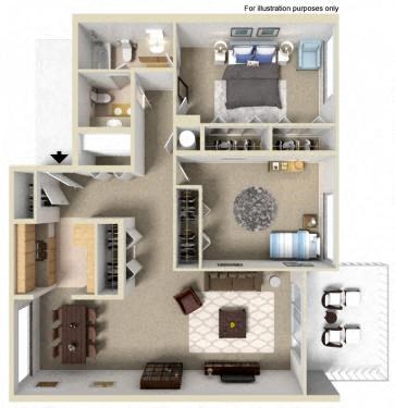 2 Bed Floor Plan - Hideaway