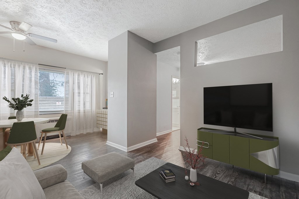 Living Area With TV at Lofts on Ormsby, Louisville