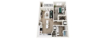 1 Bedroom Floor Plan at Allure Apartments LLC, Whiteland Indiana