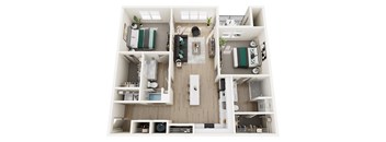 2 Bedroom Floor Plan at Allure Apartments LLC, Indiana