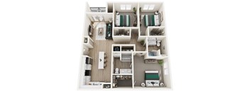 3 Bedroom Floor Plan at Allure Apartments LLC, Whiteland