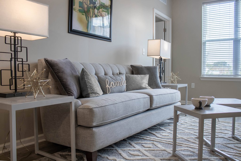 a living room with a couch and tables at Arlington Farms, Greenwood, 46143
