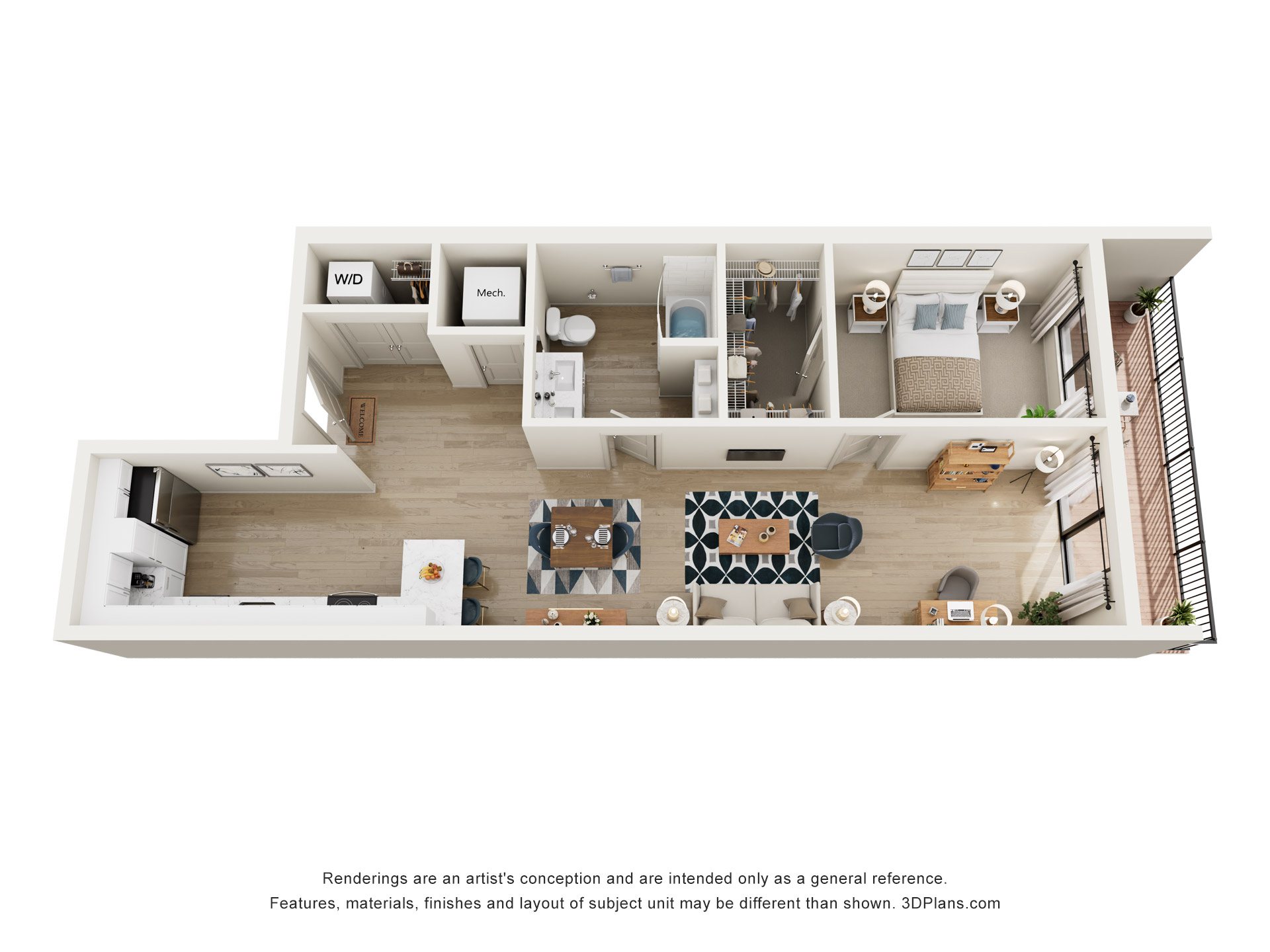 The Backwater Floor Plan at The Oxbow Apartments, New Albany, 47150