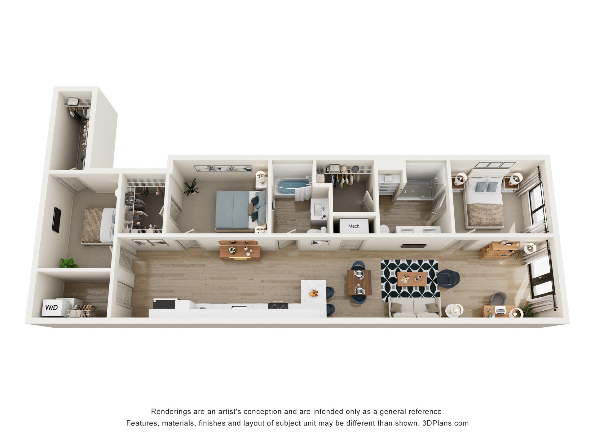 The Cascade Floor Plan at The Oxbow Apartments, Indiana