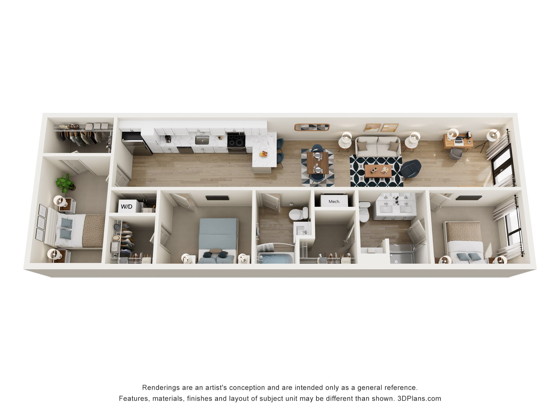 The Crosscurrent Floor Plan at The Oxbow Apartments, Indiana, 47150