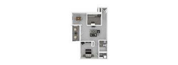 1 Bed - 1 Bath  Floorplan