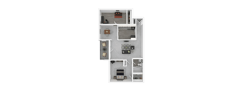 1 Bed - 1 Bath  Floorplan