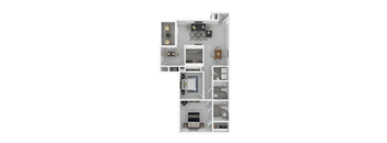 2 Bed - 2 Bath  Floorplan