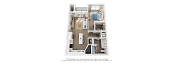 1Bd 1Bth Floor Plan at The Solstice Apartments, Whitestown, IN