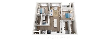 2Bd 2Bth Floor Plan at The Solstice Apartments, Whitestown, Indiana