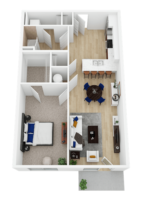 The Delta I 1 Bedroom 1 Bath 763 Sq.Ft. at Current812, Clarksville, Indiana