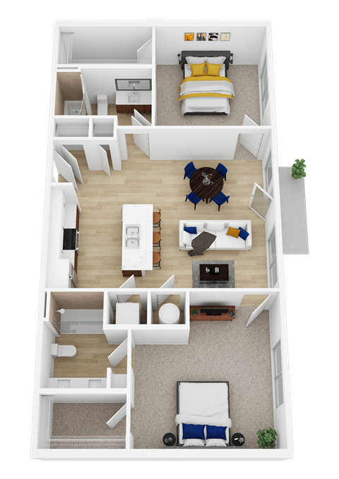 The Vale I 2 Bedroom 2 Bath 1.009 Sq.Ft. at Current812, Clarksville, 47129