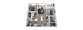 2 Bedroom 2 Bath 1.243 Sq.Ft. Floor Plan 2 Bed 2 Bath  at The Warren, Jeffersonville, IN