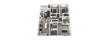 3 Bedroom 2 Bath 1.525 Sq.Ft. Floor Plan 2 Bed 2 Bath at The Warren, Jeffersonville