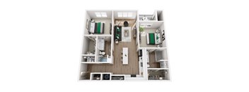 2 Bed, 2 Bath Floor Plan at Viridian Apartments LLC Apartments, Bowling Green, KY, 42104