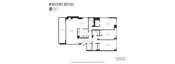 A black and white image of a floor plan for a property named Rivers Bend.