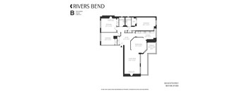 A black and white floor plan for a Rivers Bend apartment.