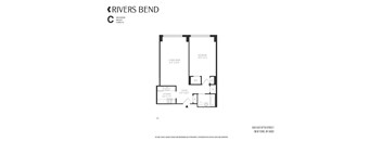 A black and white image of a floor plan for a rivers bend apartment.