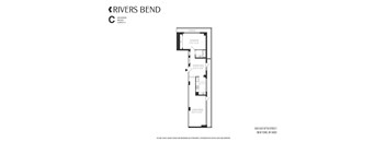 A black and white image of a floor plan for a rivers bend apartment.