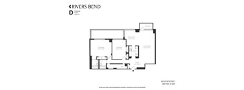 A black and white floor plan of a Rivers Bend apartment.