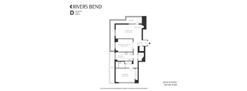 A black and white image of a floor plan for a property named Rivers Bend.
